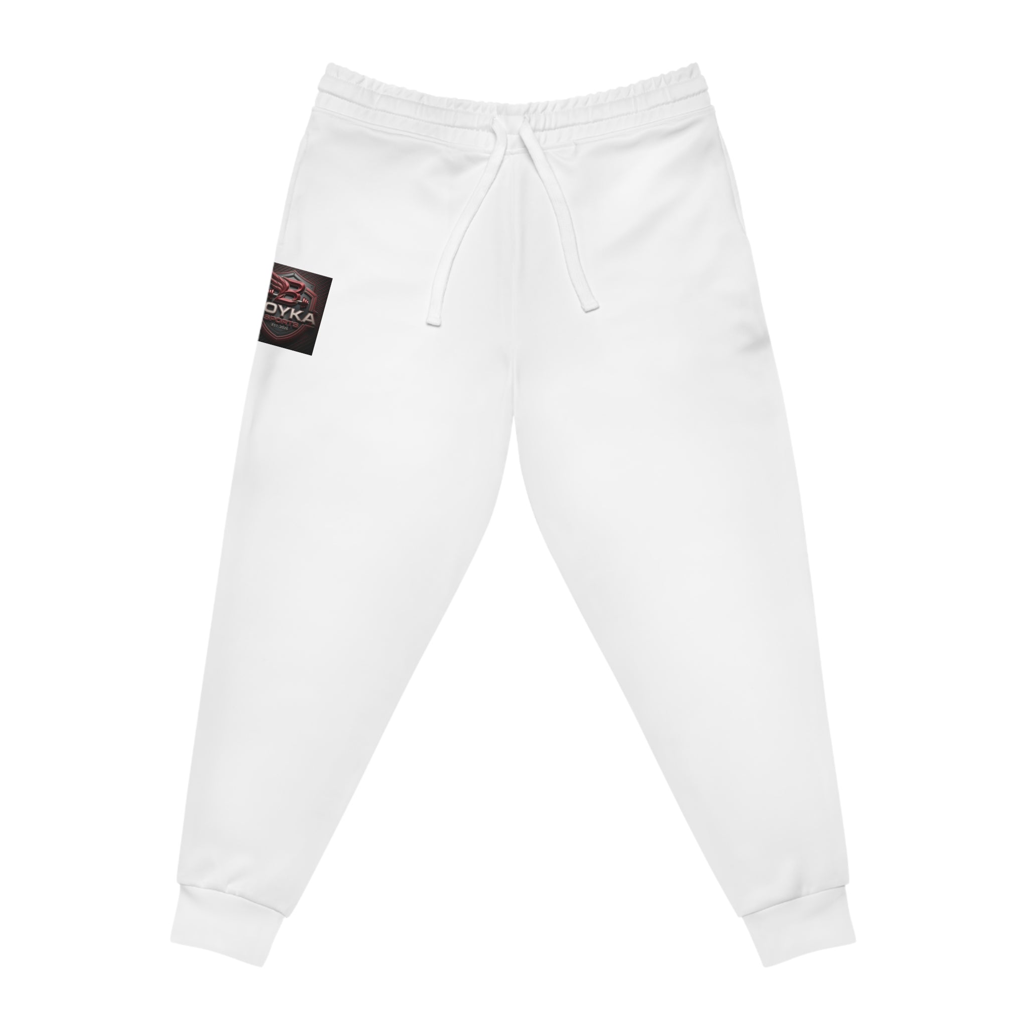 White Athletic Joggers with 'Vodka' Patch — Cozy Streetwear Sweatpants