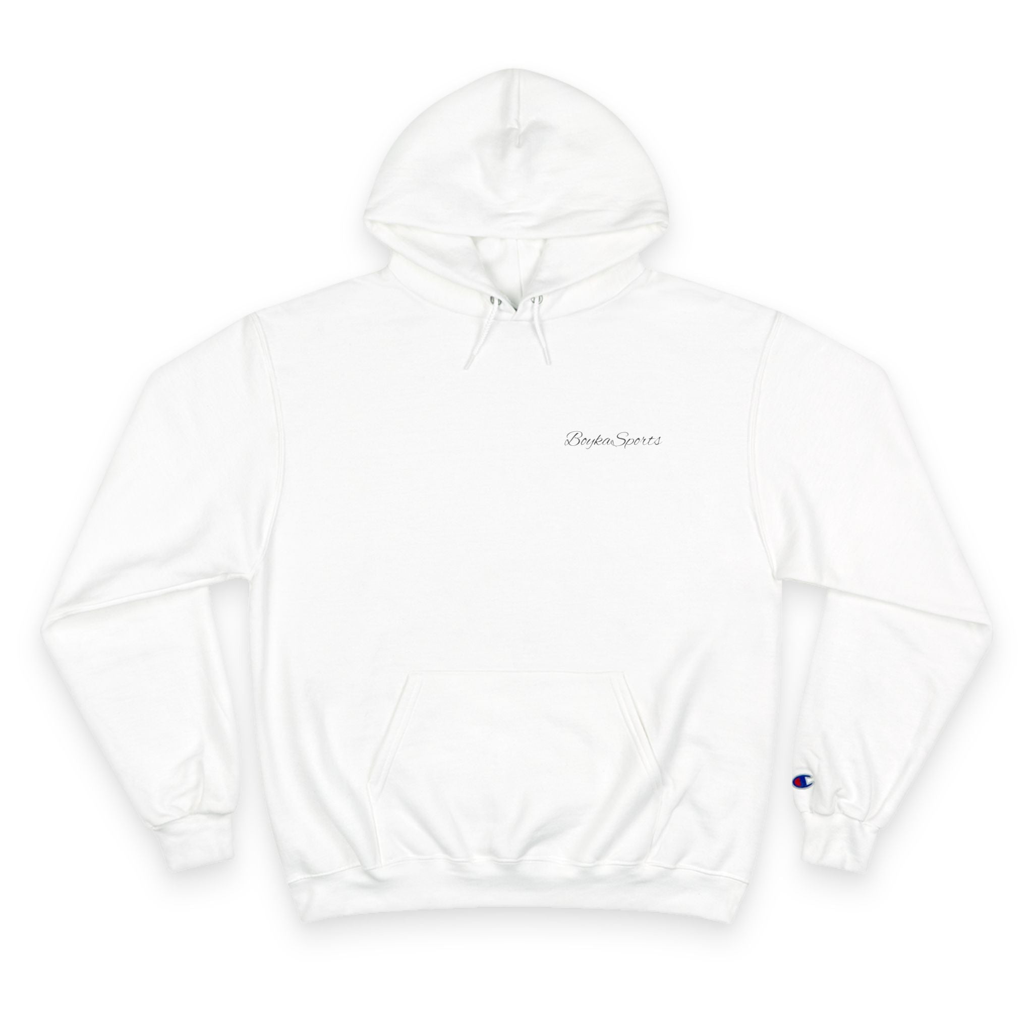 Minimalist White Champion Hoodie — Subtle Script Logo Pullover