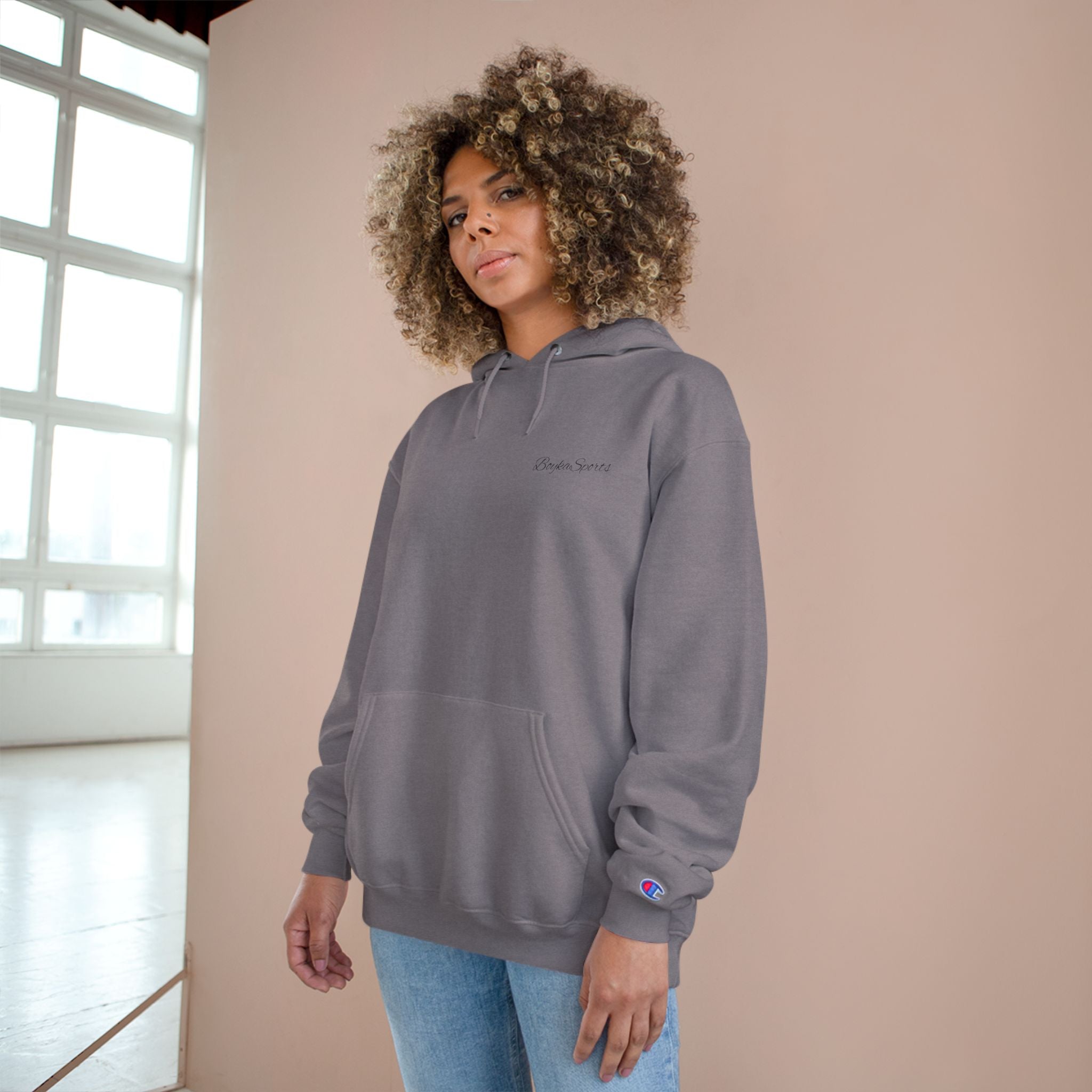 Minimalist White Champion Hoodie — Subtle Script Logo Pullover