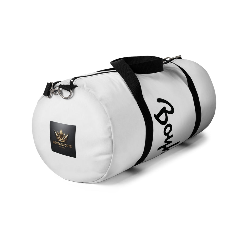 White 'BoykaSports' Athletic Duffel Bag — Gym Travel Sports Weekender