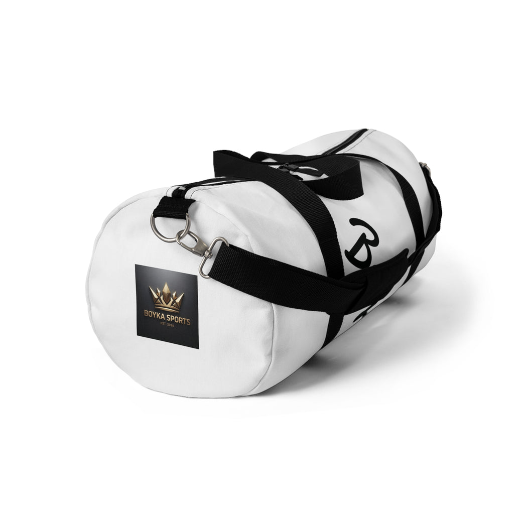 White 'BoykaSports' Athletic Duffel Bag — Gym Travel Sports Weekender