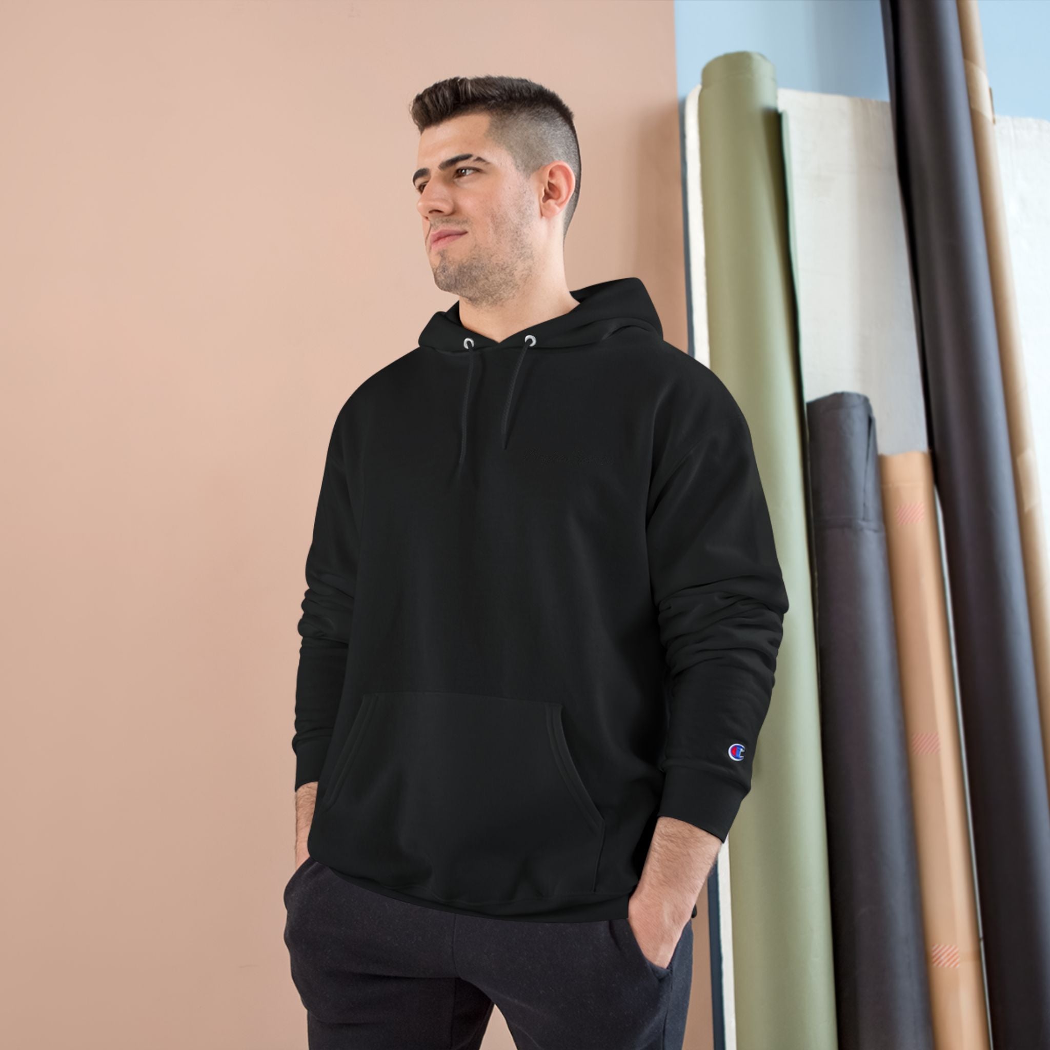 Minimalist White Champion Hoodie — Subtle Script Logo Pullover