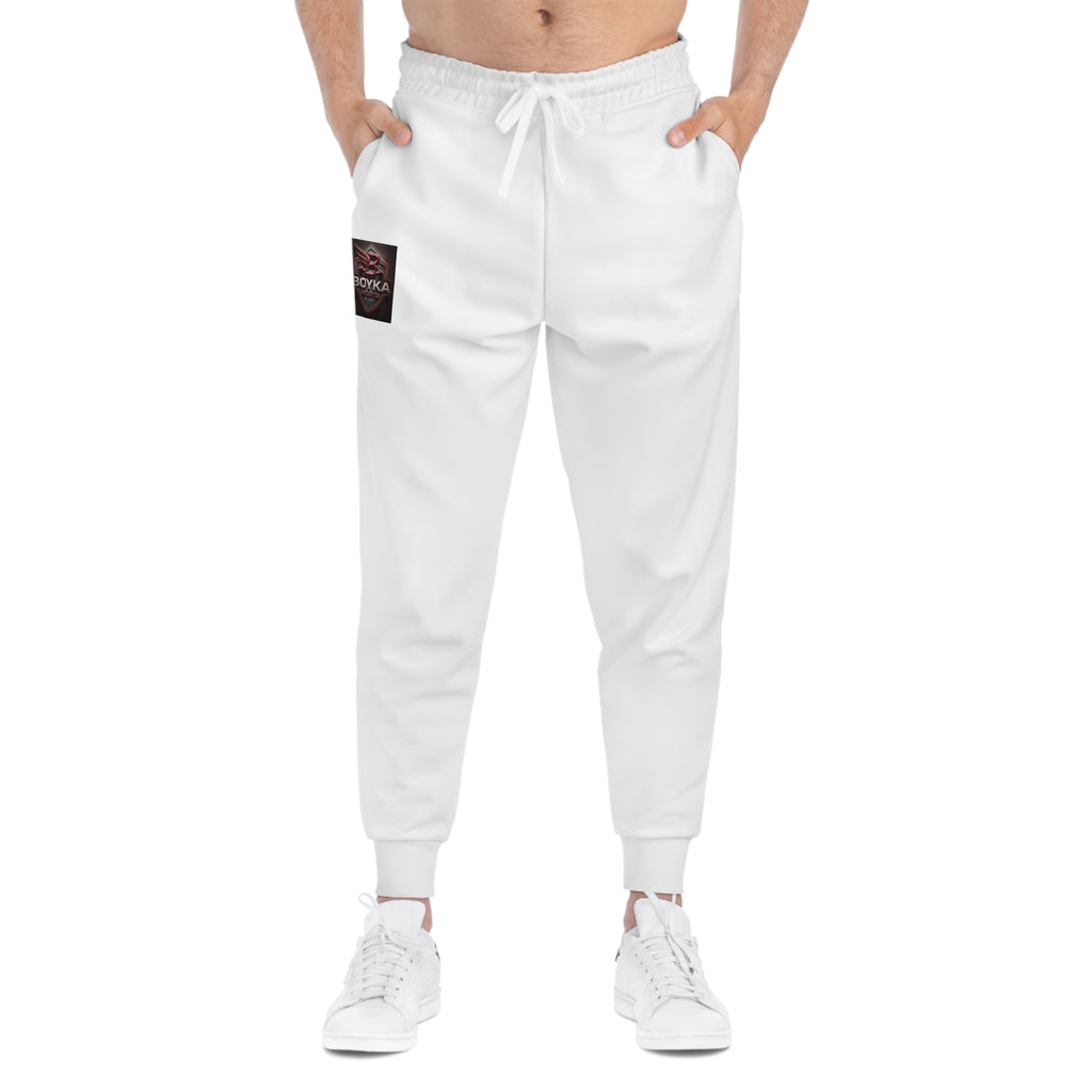 White Athletic Joggers with 'Vodka' Patch — Cozy Streetwear Sweatpants