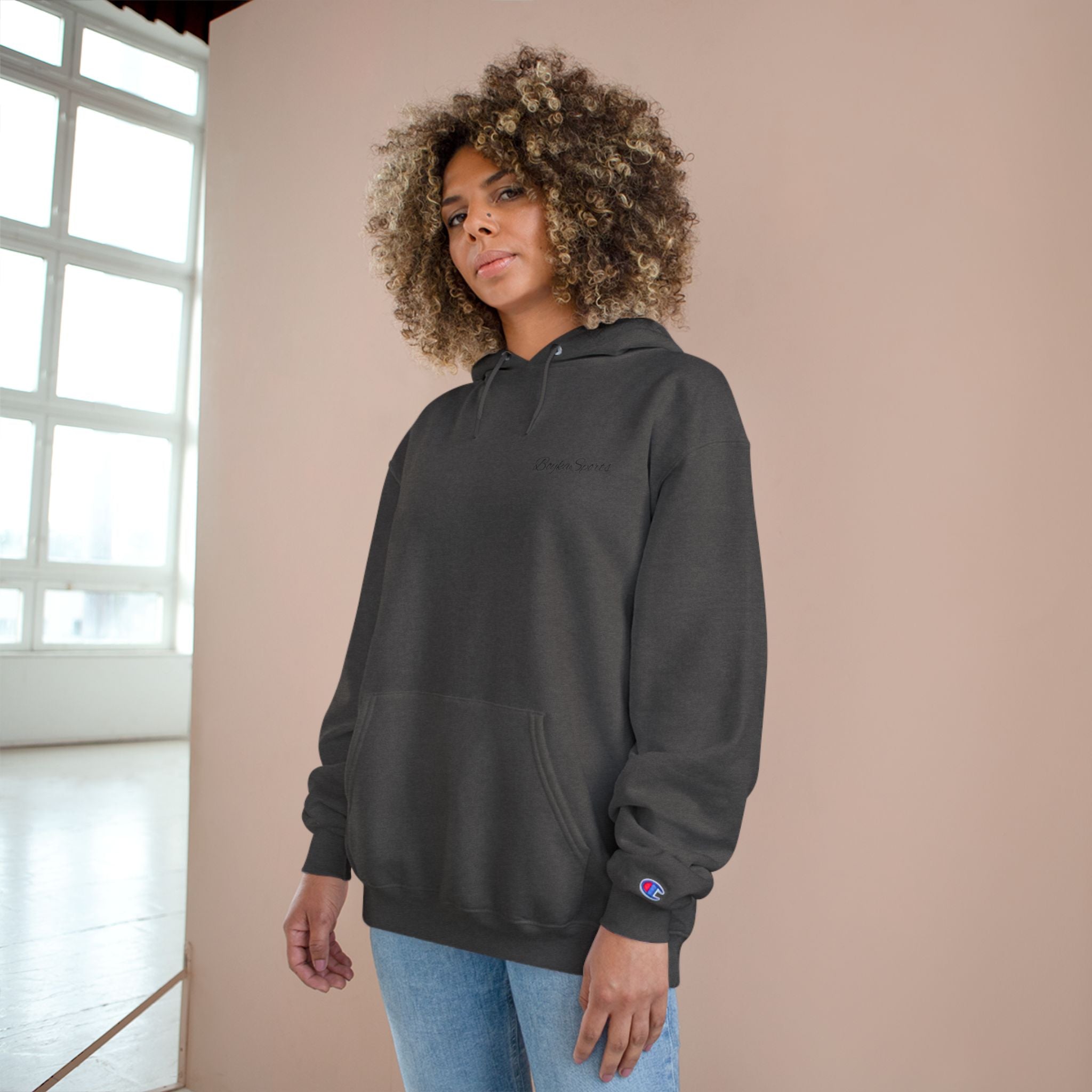 Minimalist White Champion Hoodie — Subtle Script Logo Pullover