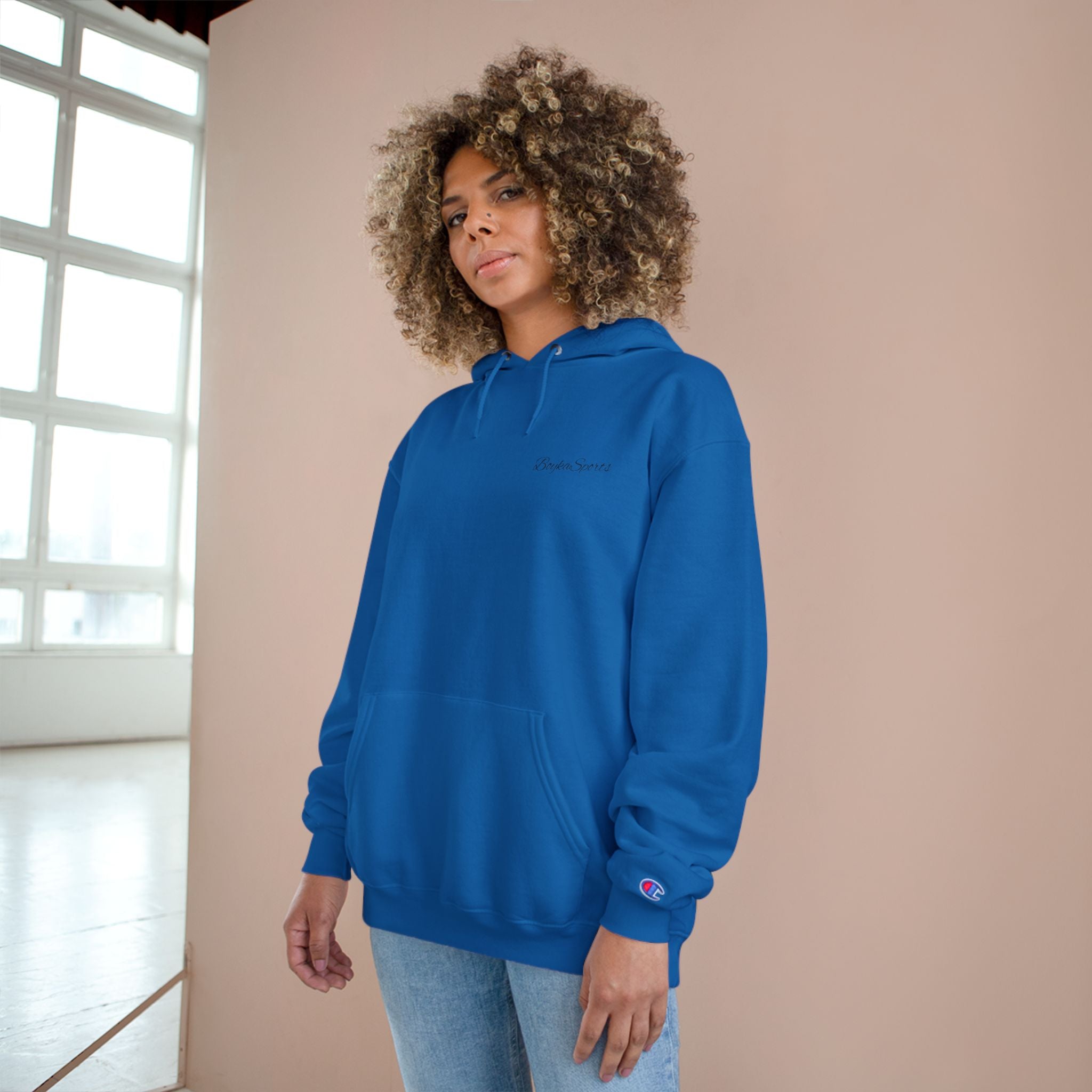 Minimalist White Champion Hoodie — Subtle Script Logo Pullover