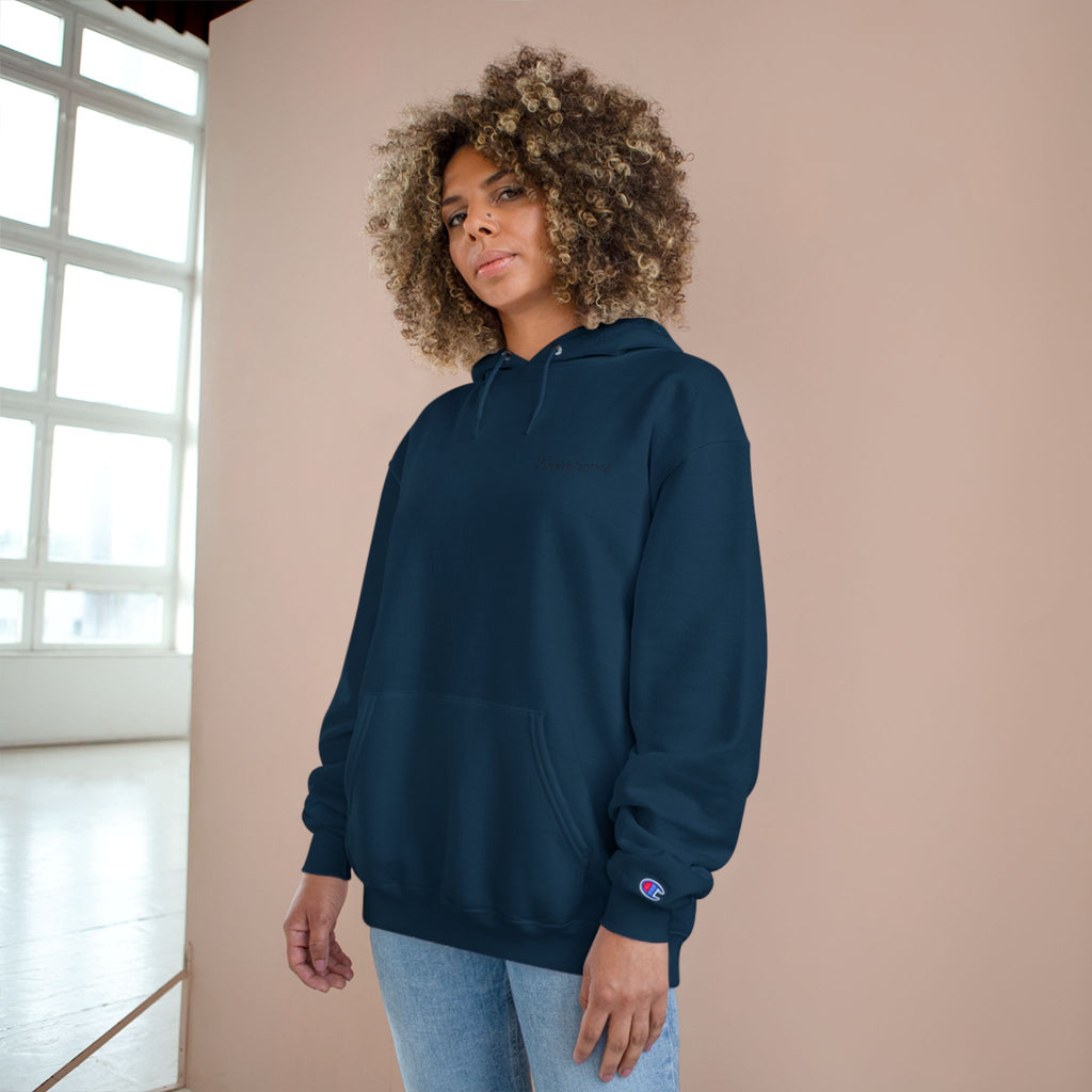 Minimalist White Champion Hoodie — Subtle Script Logo Pullover