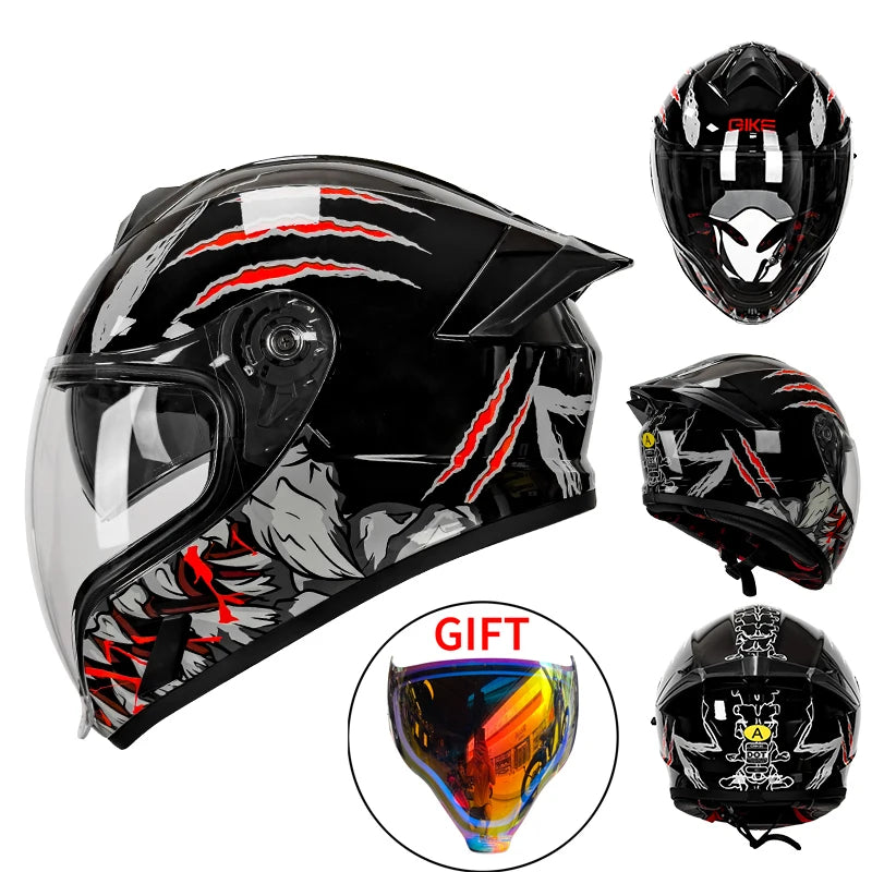 Motorcycle Helmet Colored lenses High Quality Dual Lens Modular Flipped Helmet Full Face Neutral Motorcycle Travel Helmet