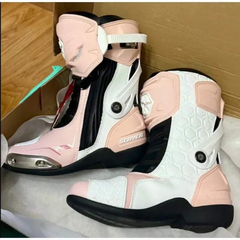 Motorbike Boots Women Riding Professional  Durable Anti-Slip Motorcycle Protective Shoes Motocross Boots Waterproof Windproof