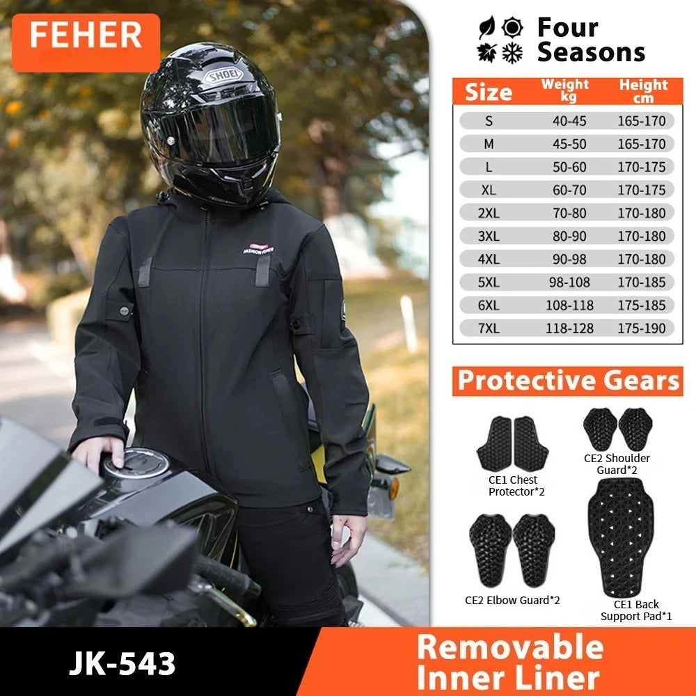 Waterdichte Koudebestendige Unisex Motorjas Praktische Motocross Rijderskleding met CE-Bescherming, Volledige Maatserie S-7XL
