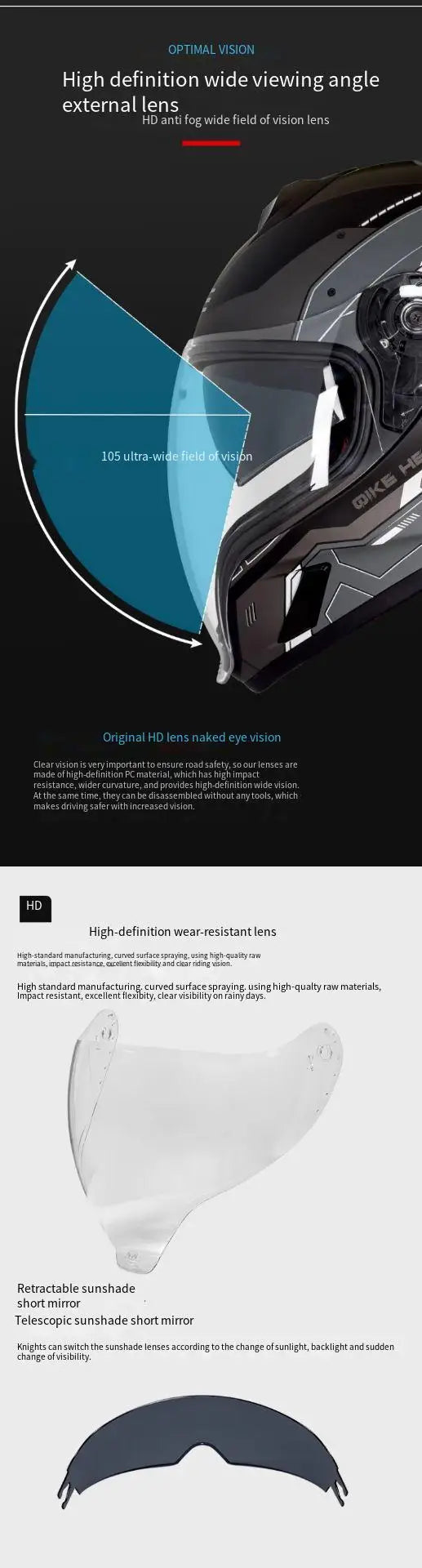 DOT Approved Helmets Crash Motorbike Protective Gear Men Women Flip Up Double Lens Modular Motorcycle Helmet Jet Helmet
