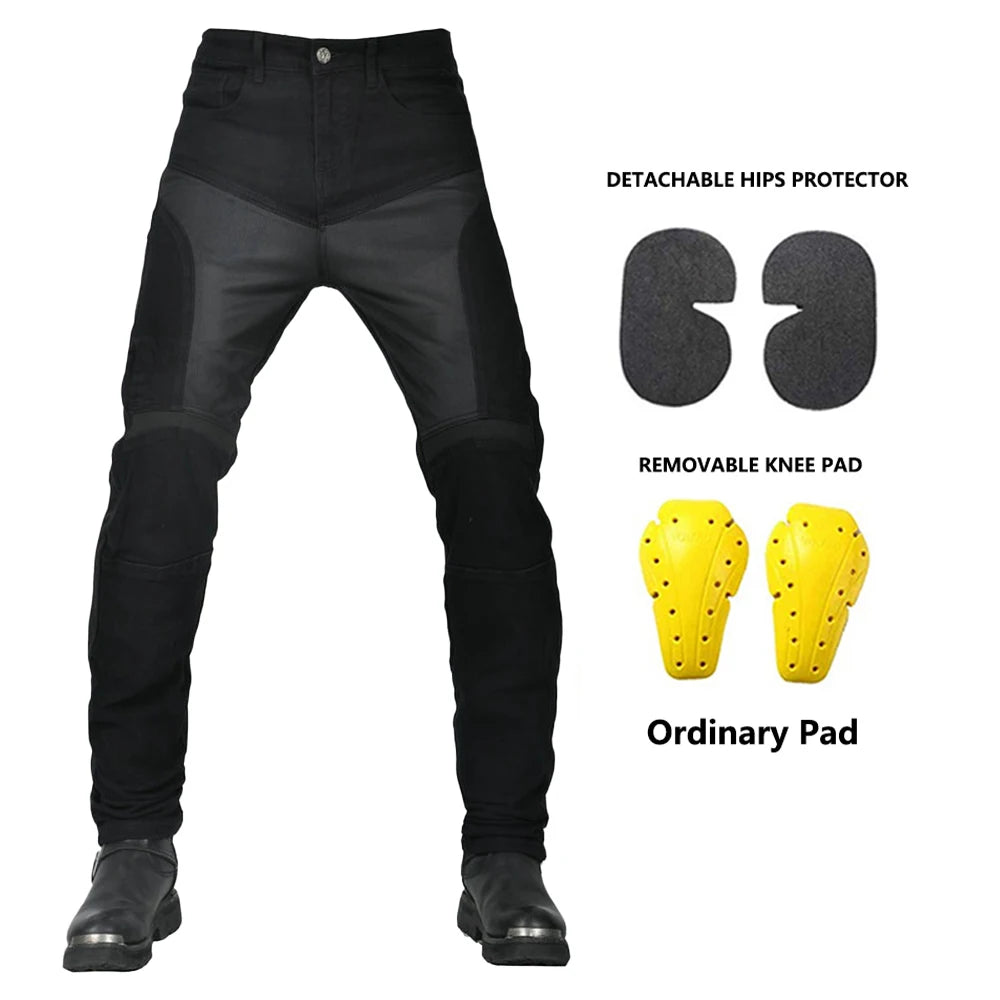 Motorcycle Riding Pants for Men Summer Mesh Motorbike Trousers Black Retro Slim Fit Antifall Motocross Racing Jeans with 4 X CE