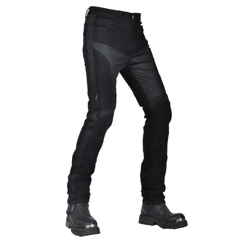Motorcycle Riding Pants for Men Summer Mesh Motorbike Trousers Black Retro Slim Fit Antifall Motocross Racing Jeans with 4 X CE