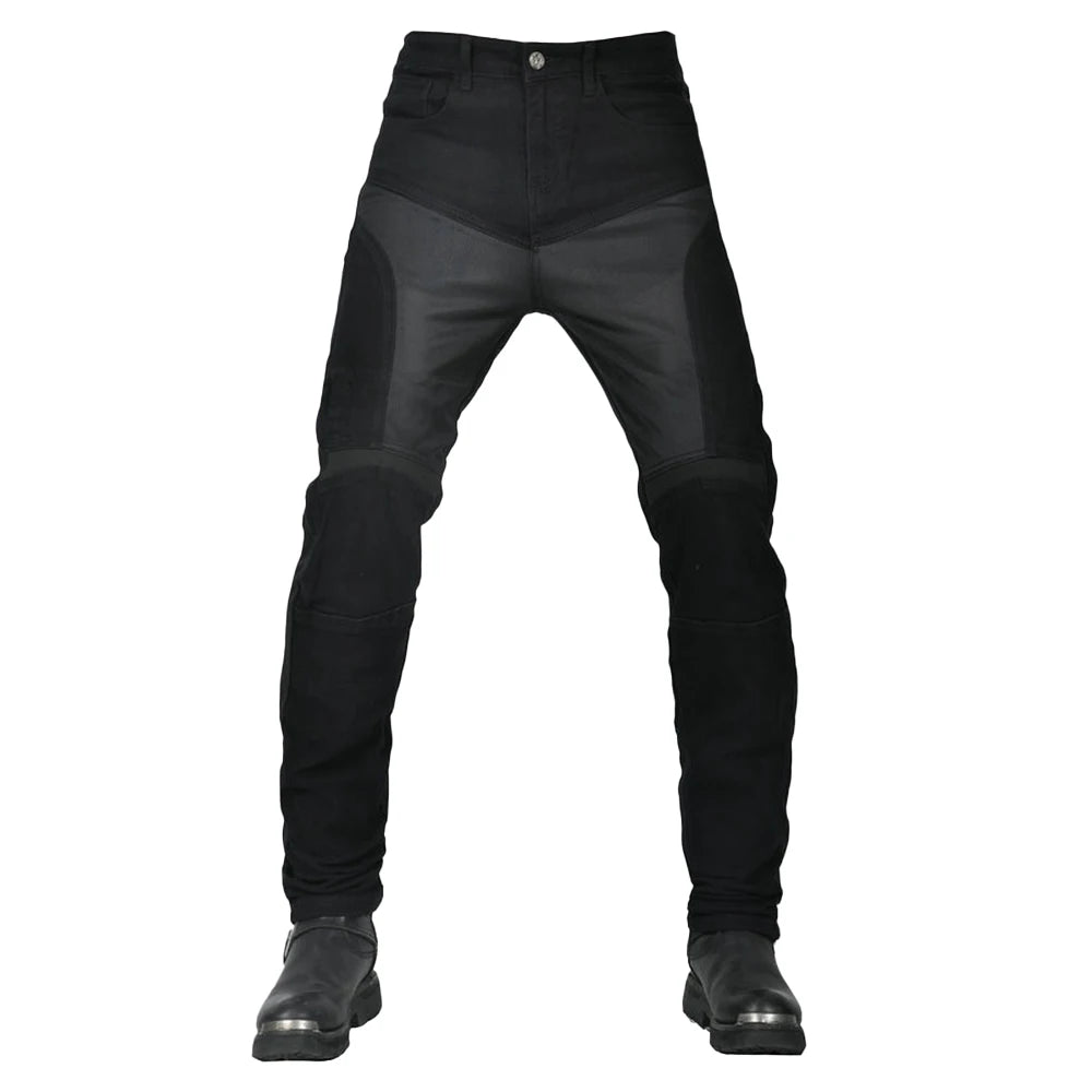 Motorcycle Riding Pants for Men Summer Mesh Motorbike Trousers Black Retro Slim Fit Antifall Motocross Racing Jeans with 4 X CE