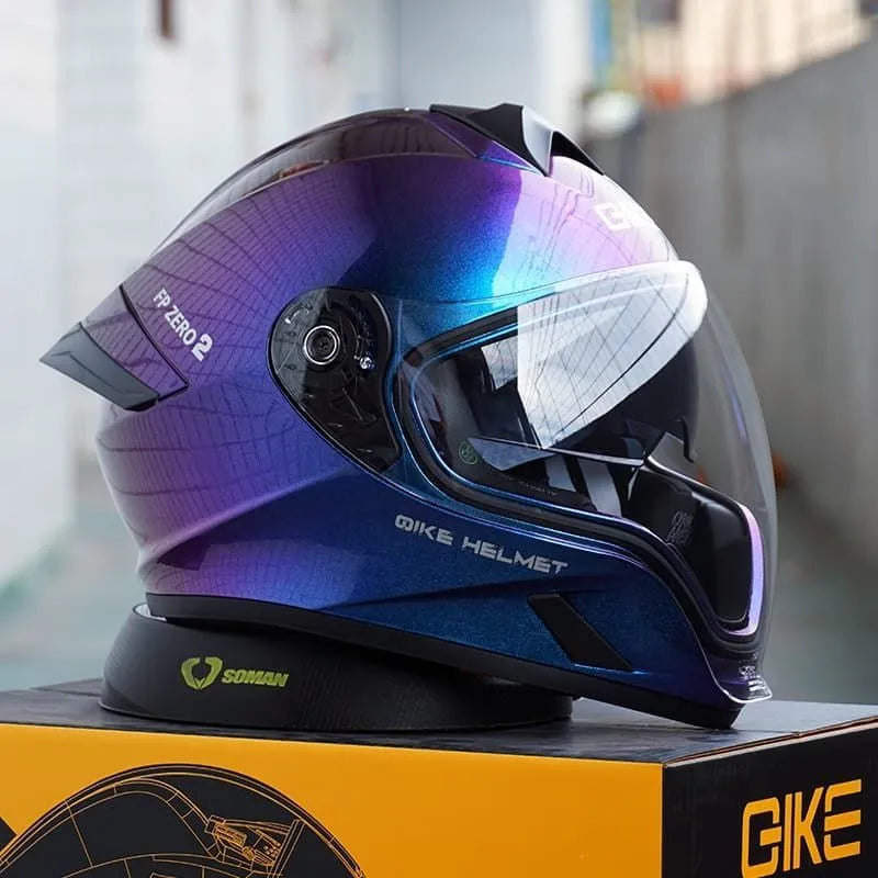 Qike DOT 3C ECE Flip Up Modular Motorcycle Helmet Full Face Long Visor Sport Bike Scooter For Men Casco Moto Protective Gear