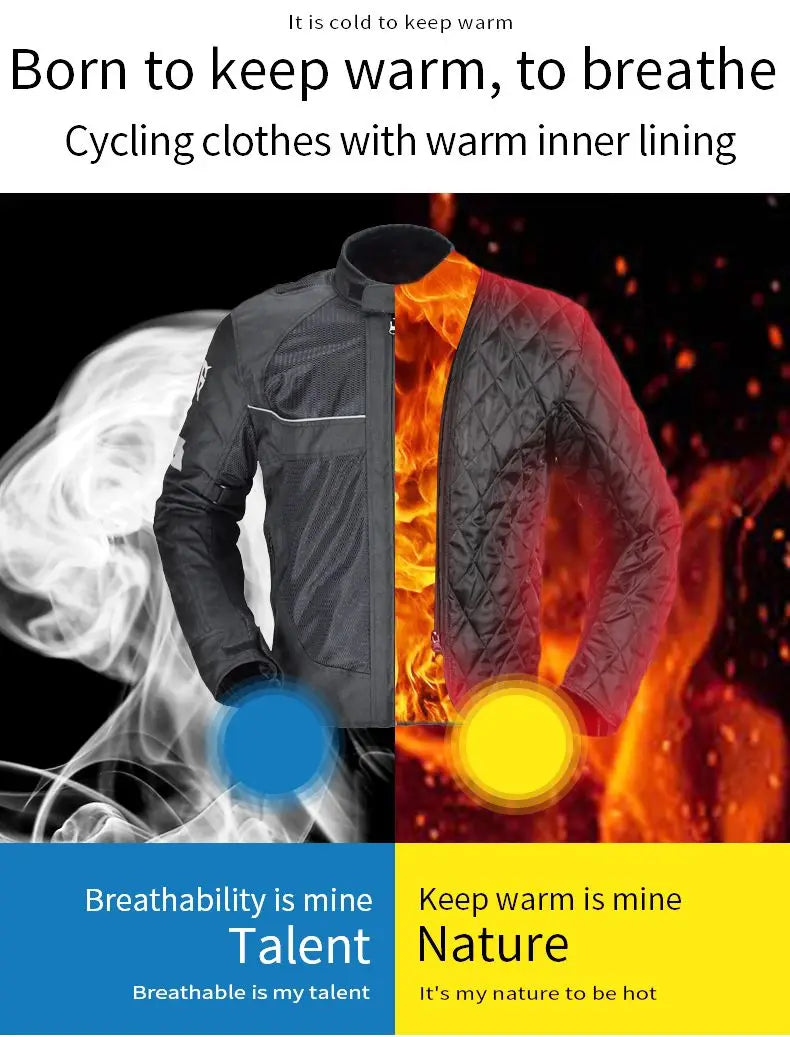 Heren Motorfiets Beschermende Jas Zomer Winter Warm Mannelijke Motorrijder Reflecterende Anti-botsing Motor Beschermende Jas
