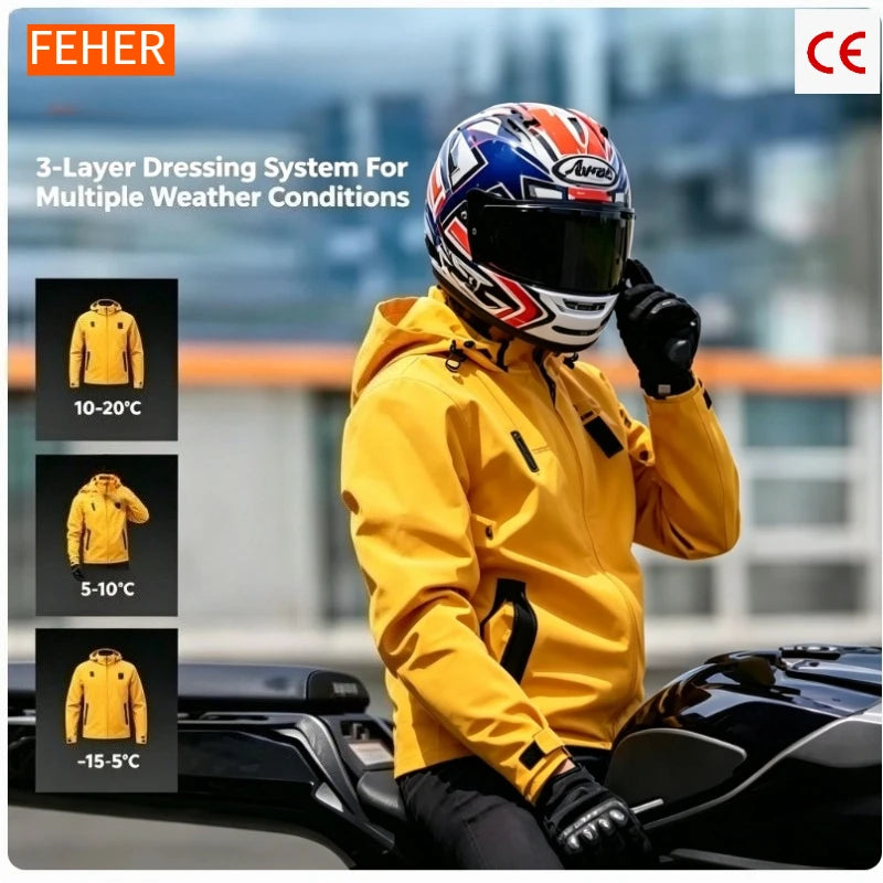 Waterdichte Koudebestendige Unisex Motorjas Praktische Motocross Rijderskleding met CE-Bescherming, Volledige Maatserie S-7XL