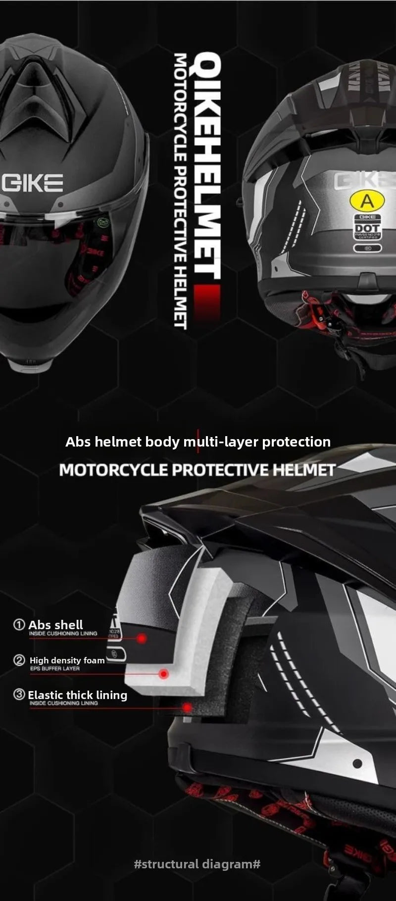 Qike DOT 3C ECE Flip Up Modular Motorcycle Helmet Full Face Long Visor Sport Bike Scooter For Men Casco Moto Protective Gear