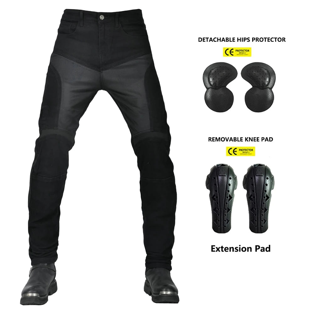 Motorcycle Riding Pants for Men Summer Mesh Motorbike Trousers Black Retro Slim Fit Antifall Motocross Racing Jeans with 4 X CE