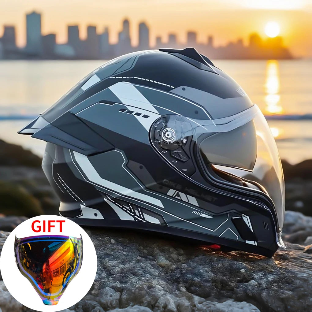 Motorcycle Helmet Colored lenses High Quality Dual Lens Modular Flipped Helmet Full Face Neutral Motorcycle Travel Helmet
