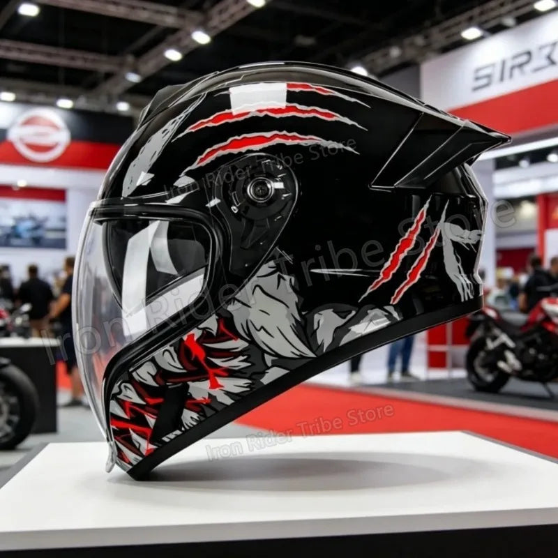 Qike DOT 3C ECE Opklapbare Modulaire Motorhelm Integraalhelm Lang Vizier Sportmotor Scooter Voor Heren Casco Moto Beschermende Uitrusting